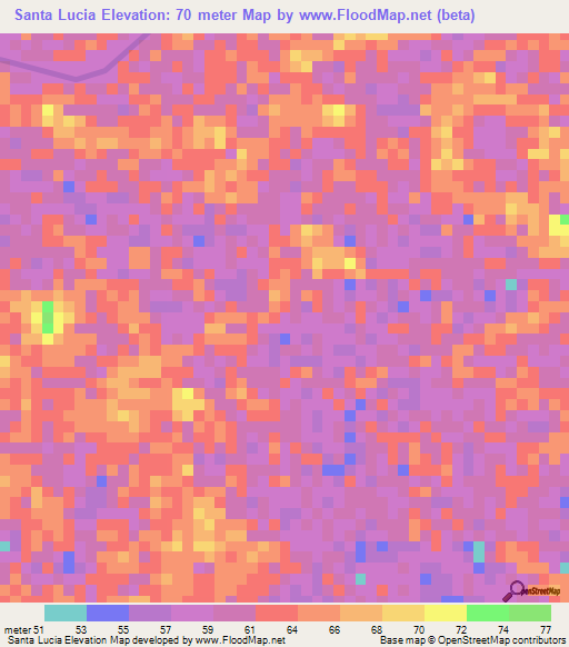 Santa Lucia,Venezuela Elevation Map