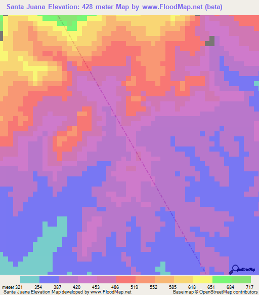 Santa Juana,Venezuela Elevation Map