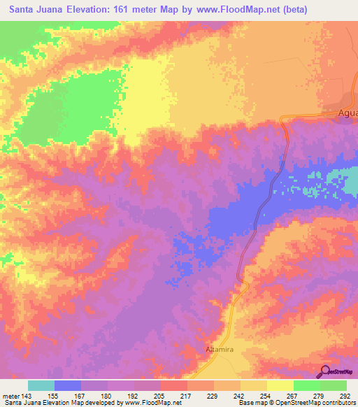 Santa Juana,Venezuela Elevation Map