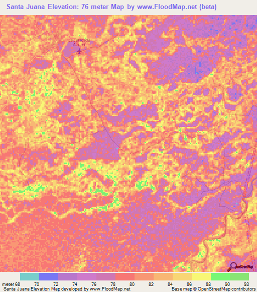Santa Juana,Venezuela Elevation Map