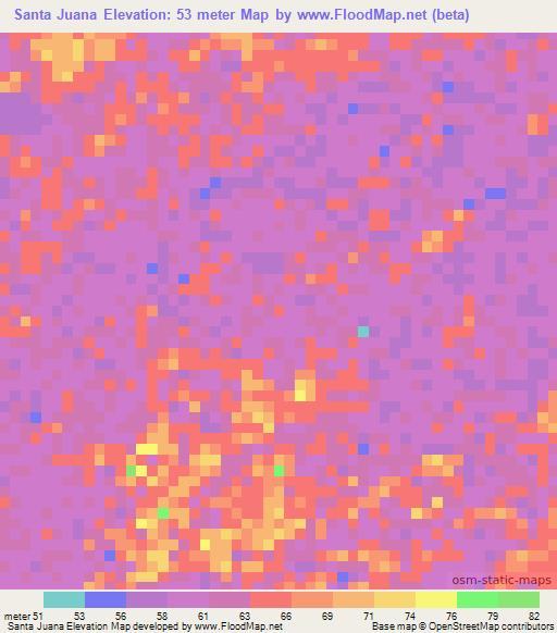 Santa Juana,Venezuela Elevation Map