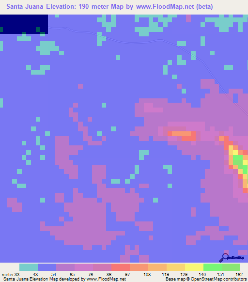 Santa Juana,Venezuela Elevation Map