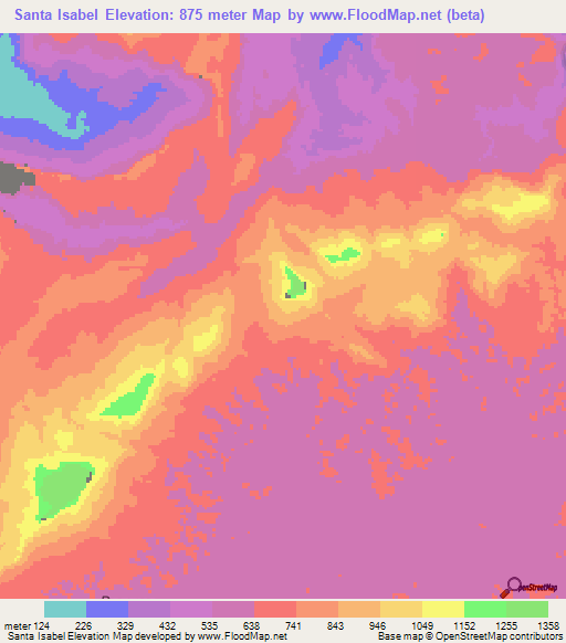 Santa Isabel,Venezuela Elevation Map