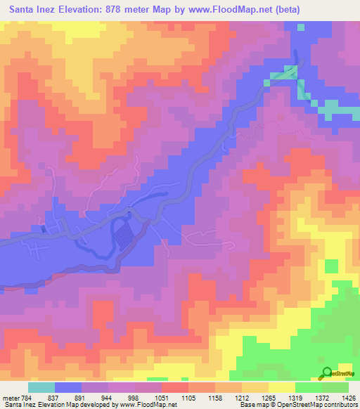 Santa Inez,Venezuela Elevation Map