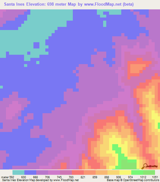 Santa Ines,Venezuela Elevation Map