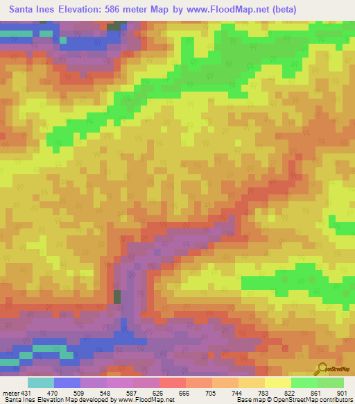 Santa Ines,Venezuela Elevation Map