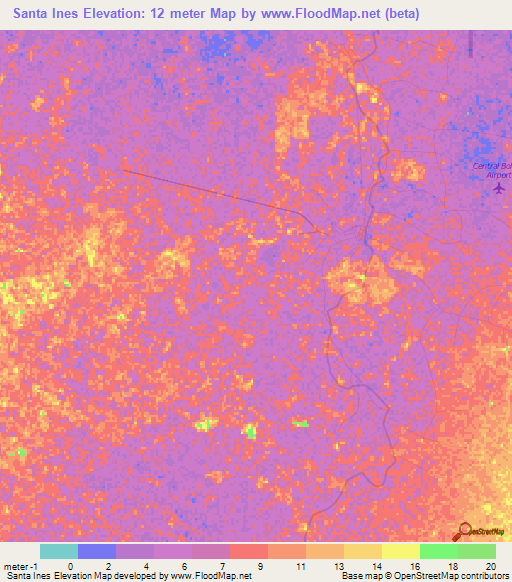 Santa Ines,Venezuela Elevation Map