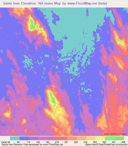 Santa Ines,Venezuela Elevation Map