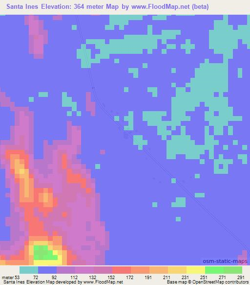 Santa Ines,Venezuela Elevation Map