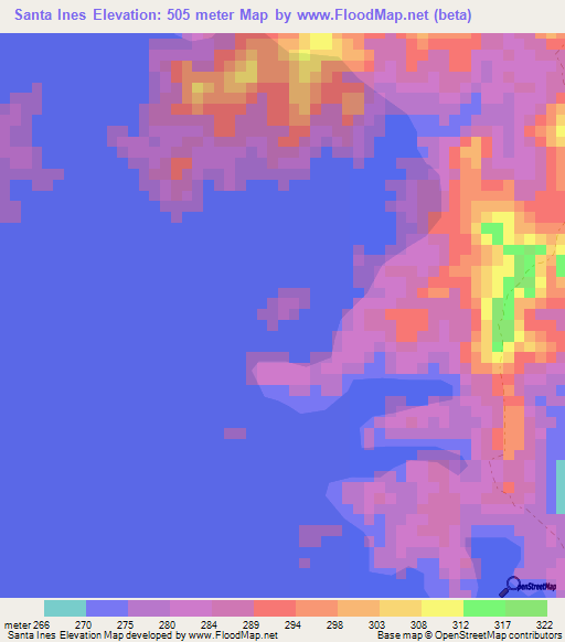 Santa Ines,Venezuela Elevation Map