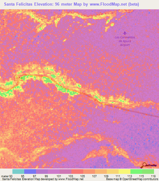 Santa Felicitas,Venezuela Elevation Map