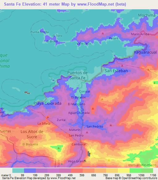 Santa Fe,Venezuela Elevation Map