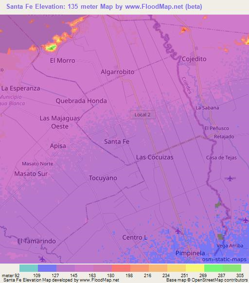 Santa Fe,Venezuela Elevation Map