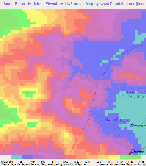 Santa Elena de Uairen,Venezuela Elevation Map