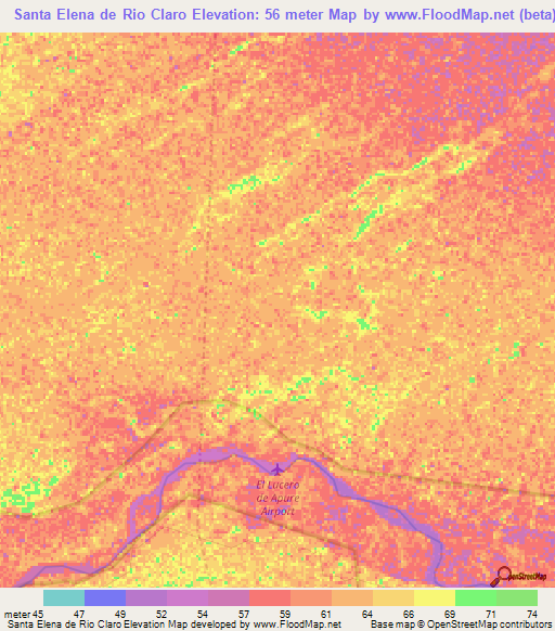 Santa Elena de Rio Claro,Venezuela Elevation Map