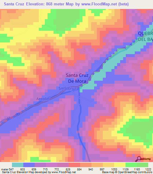 Santa Cruz,Venezuela Elevation Map