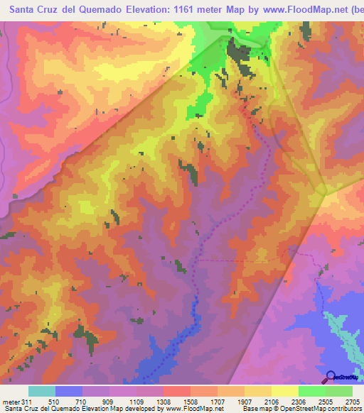 Santa Cruz del Quemado,Venezuela Elevation Map