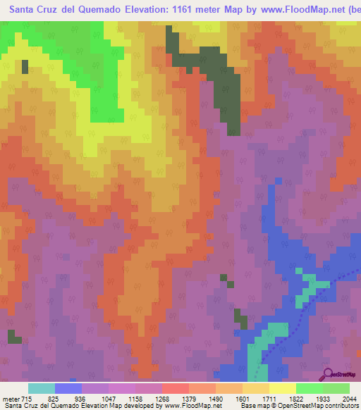 Santa Cruz del Quemado,Venezuela Elevation Map