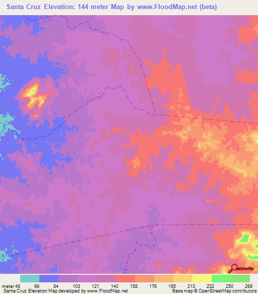 Santa Cruz,Venezuela Elevation Map