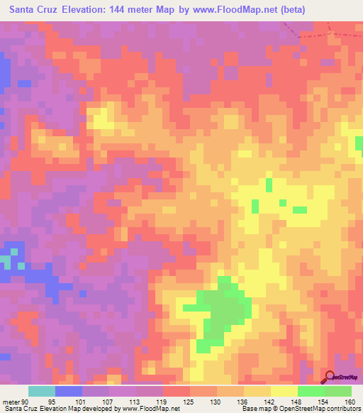 Santa Cruz,Venezuela Elevation Map