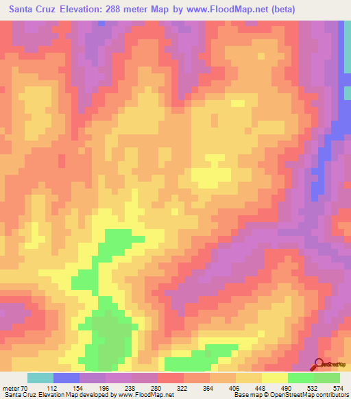 Santa Cruz,Venezuela Elevation Map