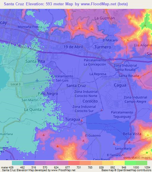Santa Cruz,Venezuela Elevation Map