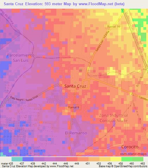 Santa Cruz,Venezuela Elevation Map