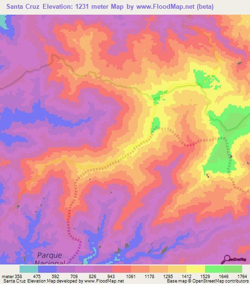 Santa Cruz,Venezuela Elevation Map