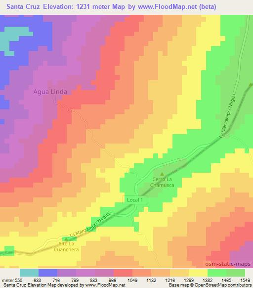 Santa Cruz,Venezuela Elevation Map