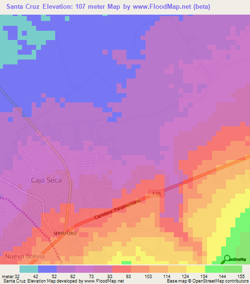 Santa Cruz,Venezuela Elevation Map