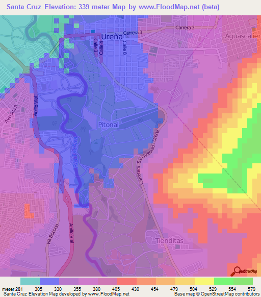 Santa Cruz,Venezuela Elevation Map