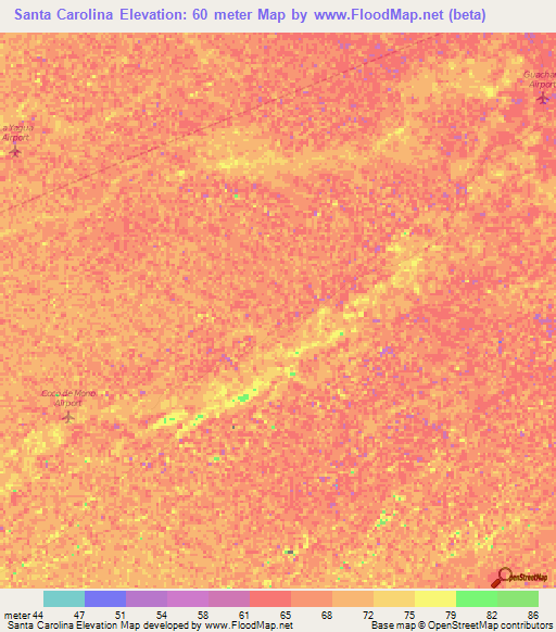 Santa Carolina,Venezuela Elevation Map