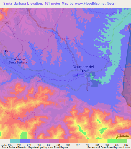 Santa Barbara,Venezuela Elevation Map