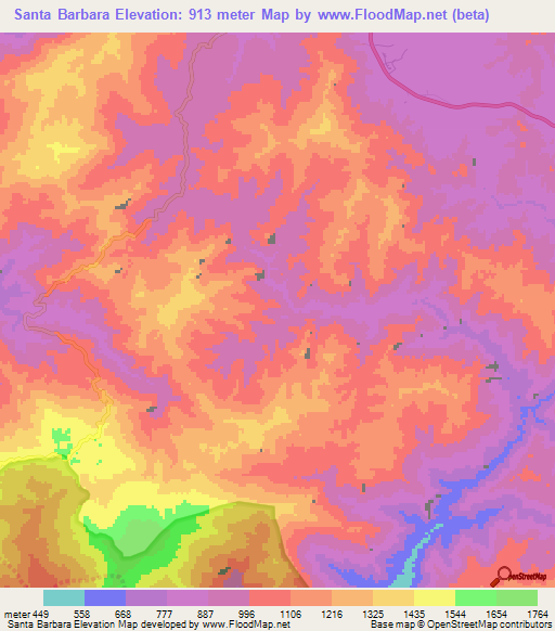 Santa Barbara,Venezuela Elevation Map