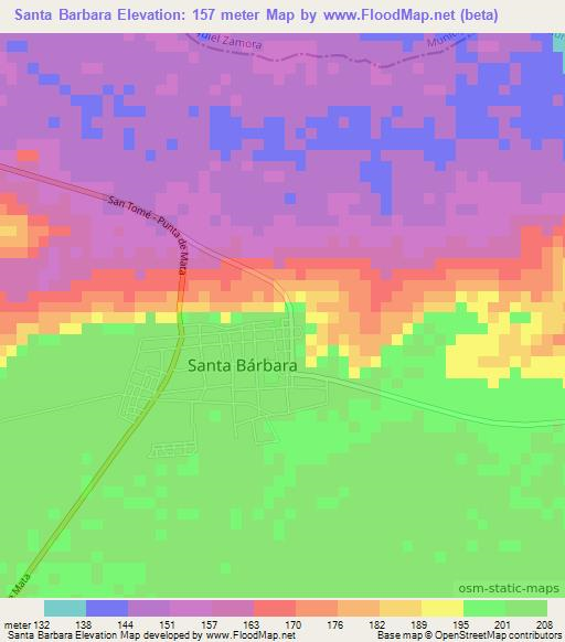 Santa Barbara,Venezuela Elevation Map