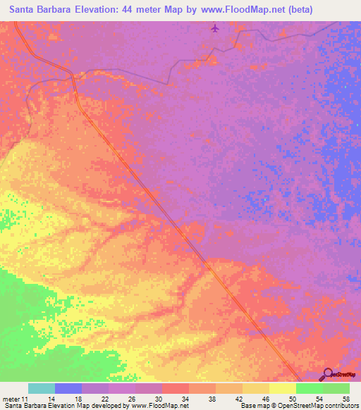 Santa Barbara,Venezuela Elevation Map