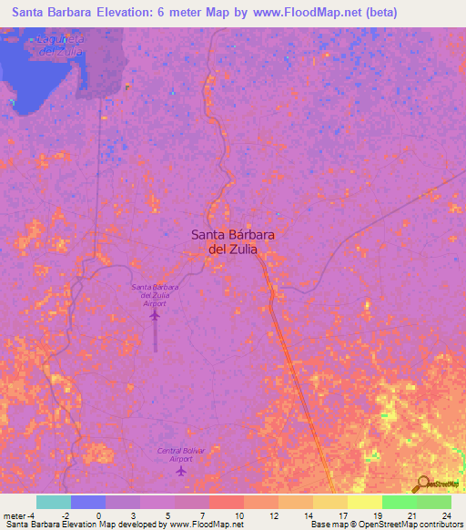 Santa Barbara,Venezuela Elevation Map