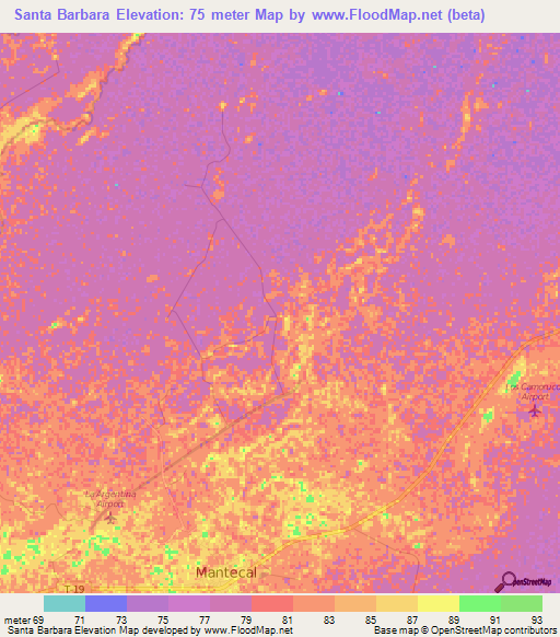 Santa Barbara,Venezuela Elevation Map