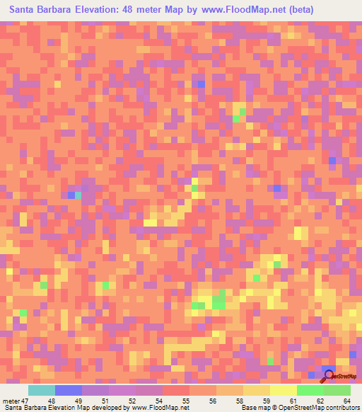 Santa Barbara,Venezuela Elevation Map