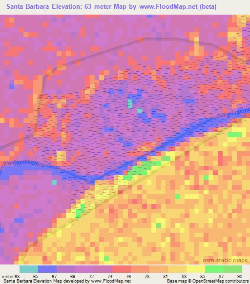 Santa Barbara,Venezuela Elevation Map