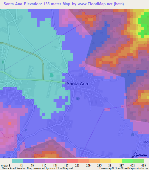 Santa Ana,Venezuela Elevation Map