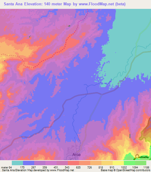 Santa Ana,Venezuela Elevation Map
