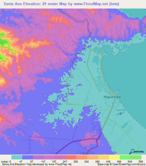 Santa Ana,Venezuela Elevation Map