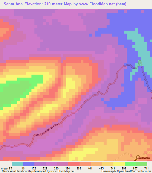 Santa Ana,Venezuela Elevation Map