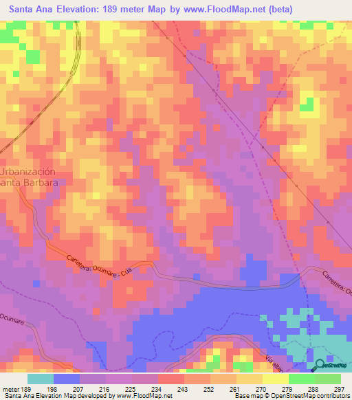Santa Ana,Venezuela Elevation Map