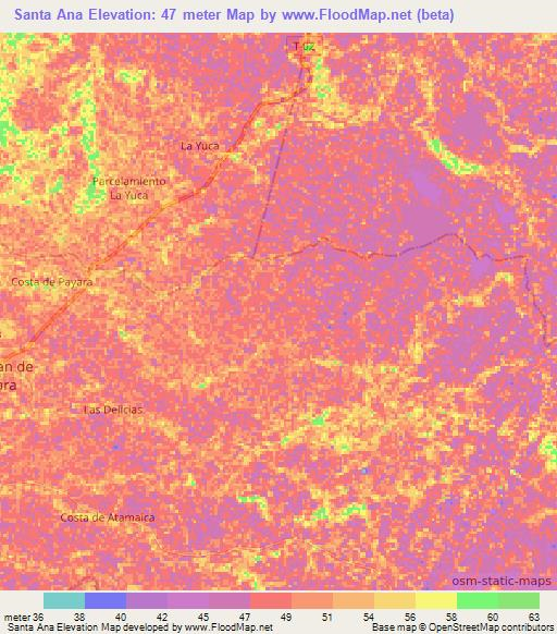 Santa Ana,Venezuela Elevation Map