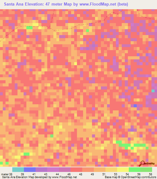 Santa Ana,Venezuela Elevation Map