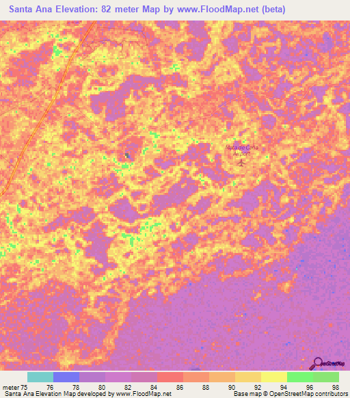 Santa Ana,Venezuela Elevation Map