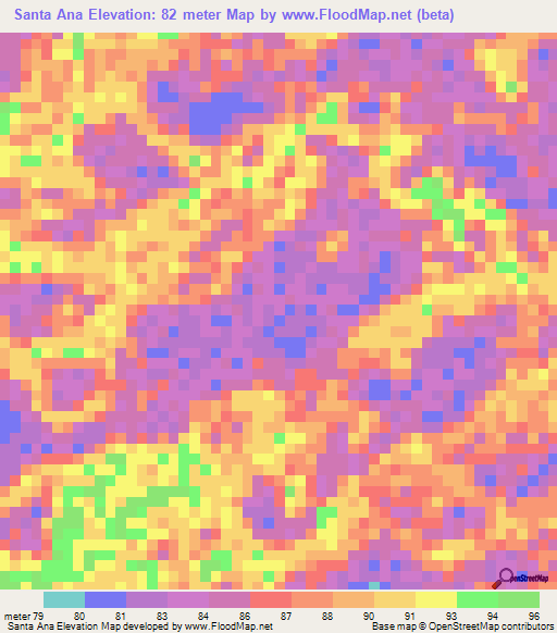 Santa Ana,Venezuela Elevation Map