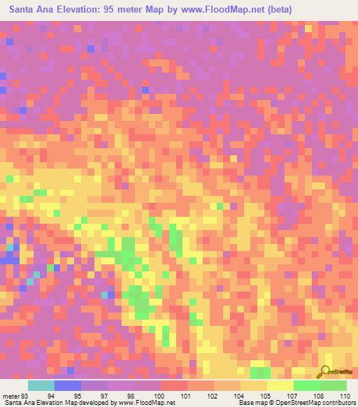 Santa Ana,Venezuela Elevation Map